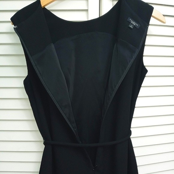 Talbots Sleeveless Belted Ruffle Botton Little Black Sheath Dress 4 - Picture 4 of 10